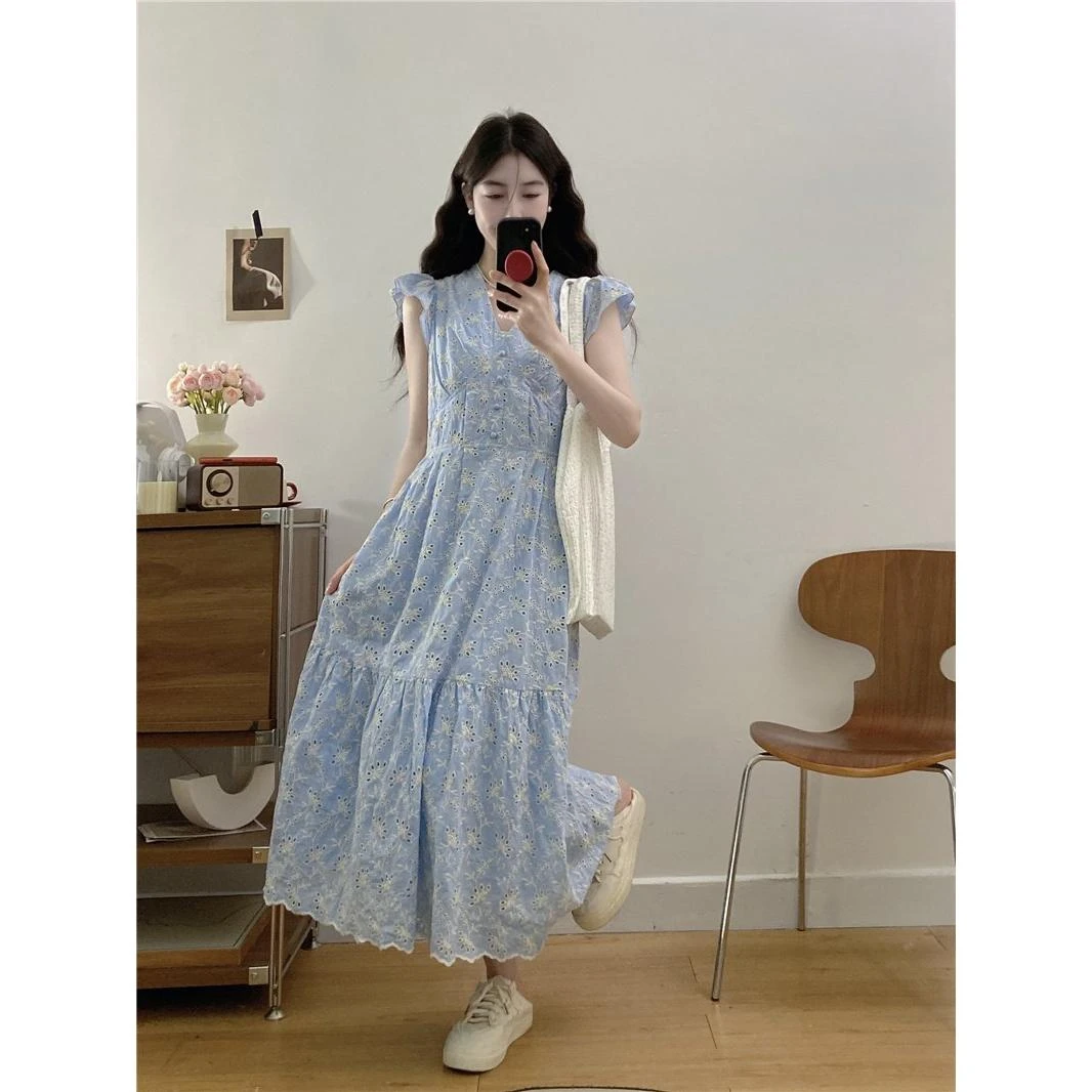 大码胖妹妹2025夏季波浪镂空层叠花边法式小衫女宽松气质别致衬衫