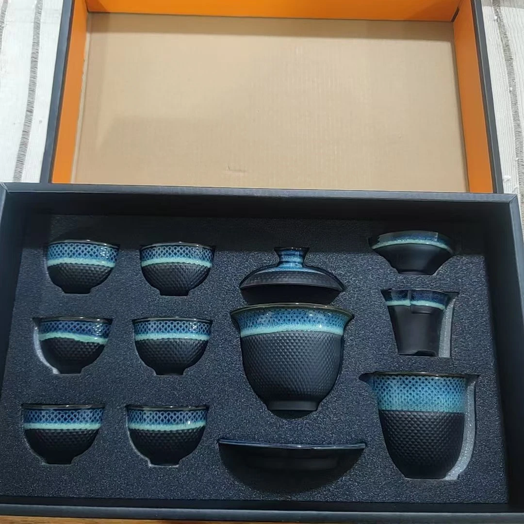 【闪购商品】高档陶瓷功夫茶具套装家用盖碗茶壶轻奢送礼窑变