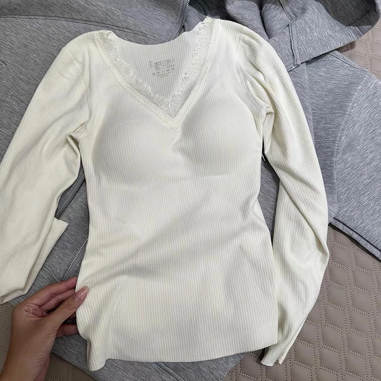 【Y09#】-猫某家长袖保暖内衣带胸垫】撤柜内搭打底无痕内衣