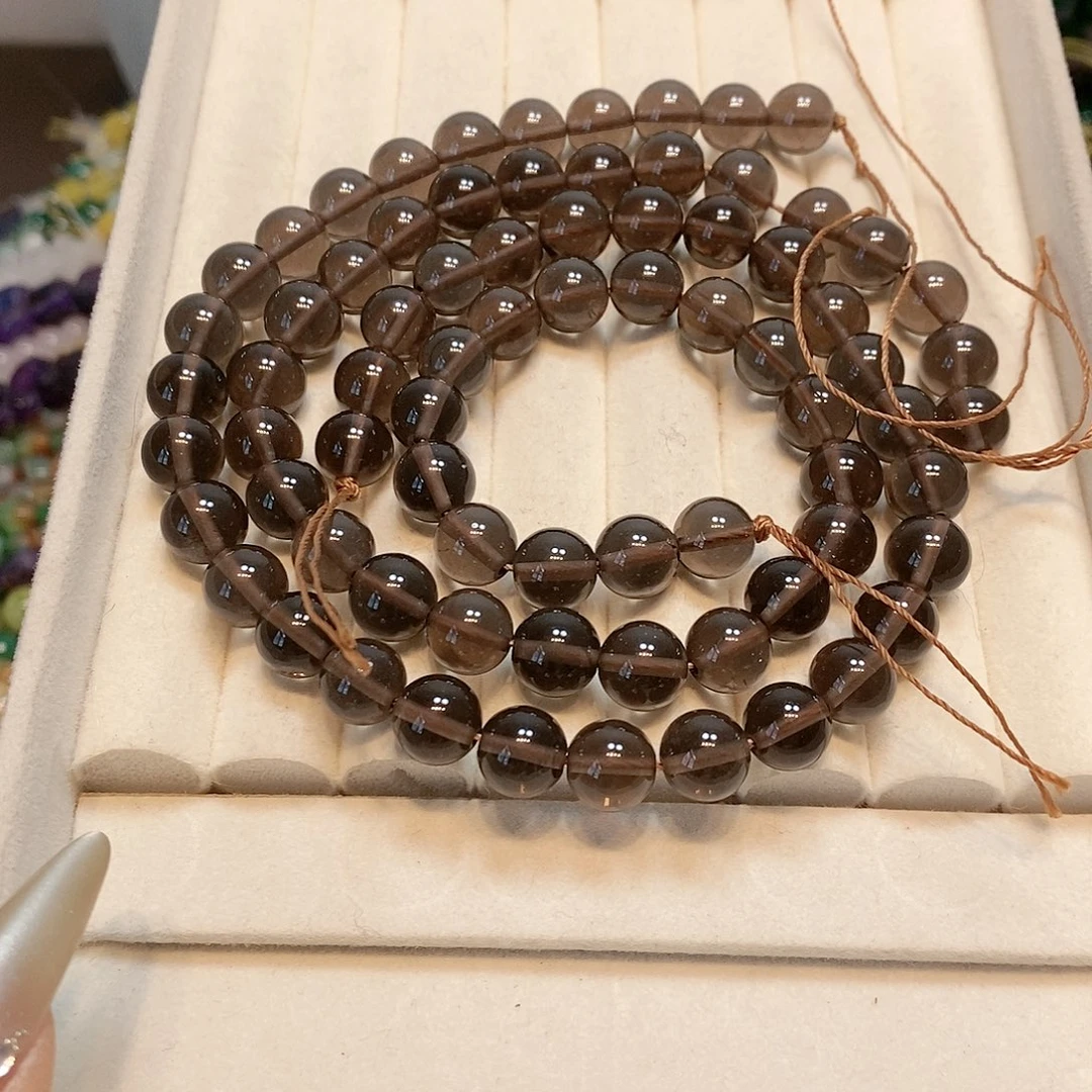 散珠玛瑙/玉髓10mm茶晶一条