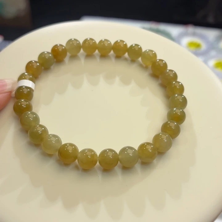 翡翠未镶嵌手链冰胶黄翡卡7.