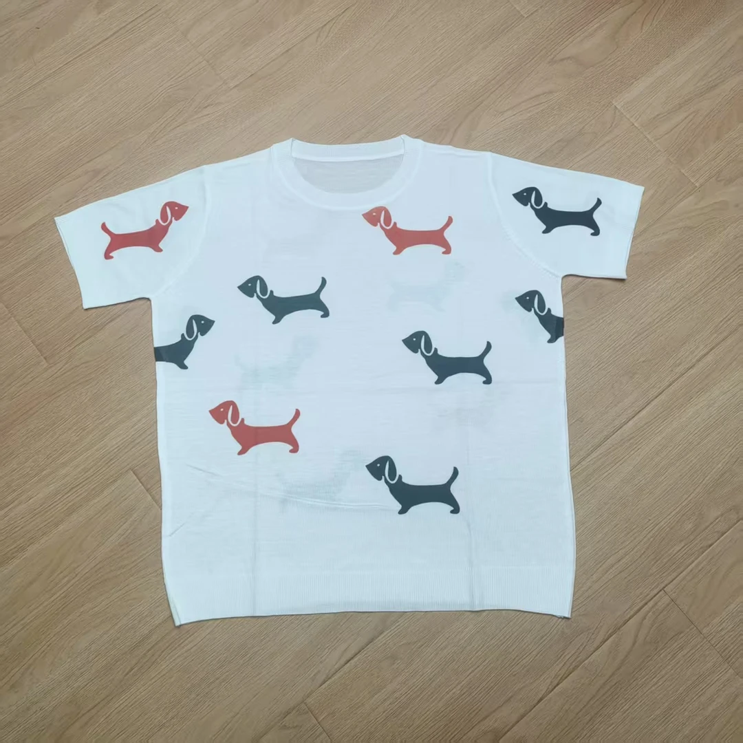 【南油玲姐】白色小狗印花圆领短袖T恤TX718