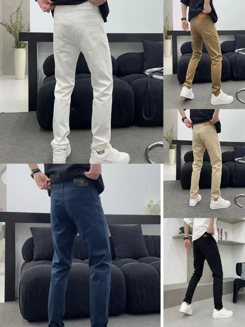 男士早秋新款5色水洗小直筒修身百搭舒适弹力牛仔裤