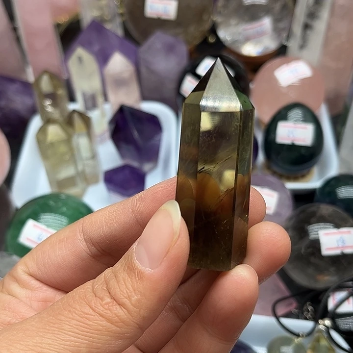 水晶珠宝半成品未镶嵌29克黄水晶柱