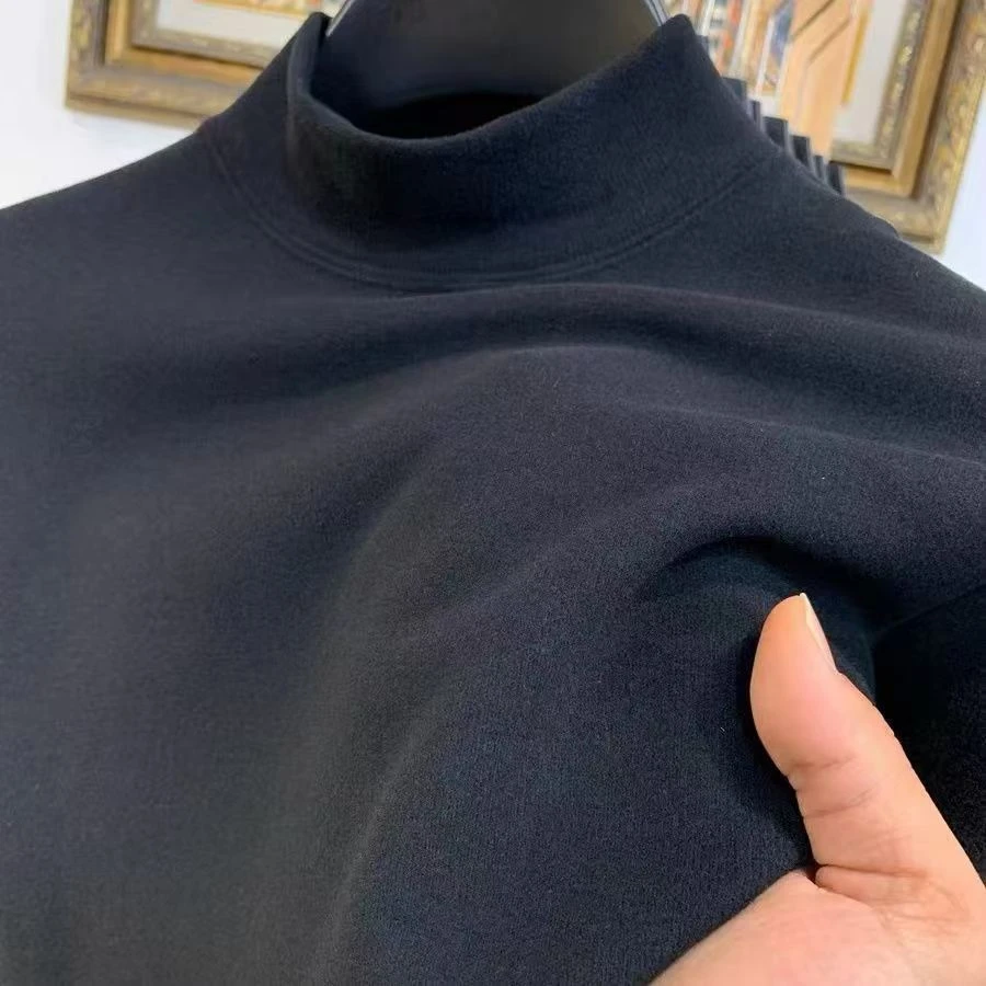 外贸买一送一秋冬新款港风德绒半高领潮牌内搭长袖t恤保暖上衣潮