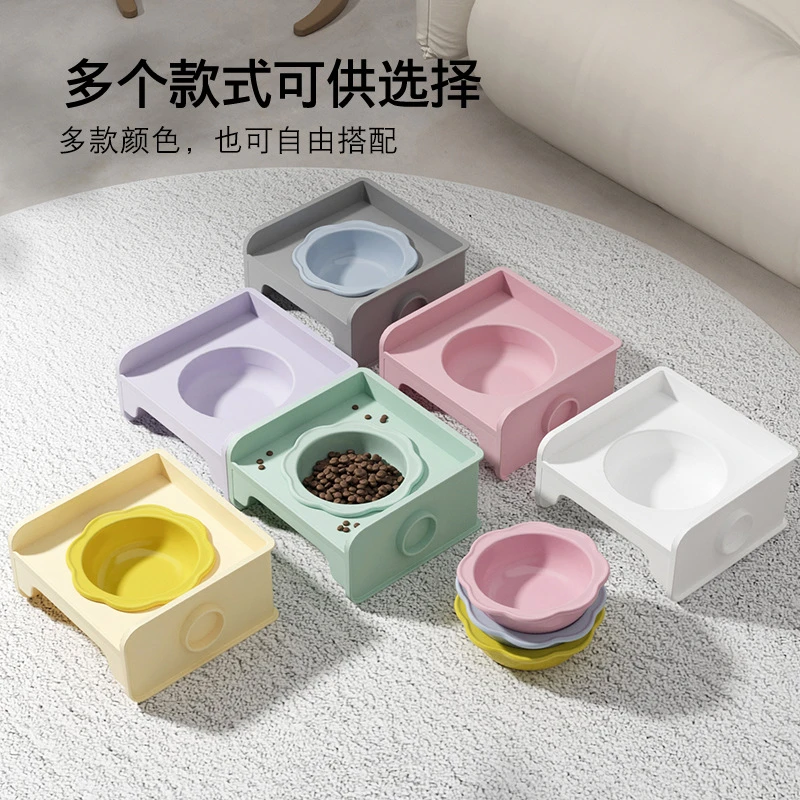 【陶瓷】猫碗双碗陶瓷方块碗猫用喝水碗不易打翻幼猫粮碗养猫用品