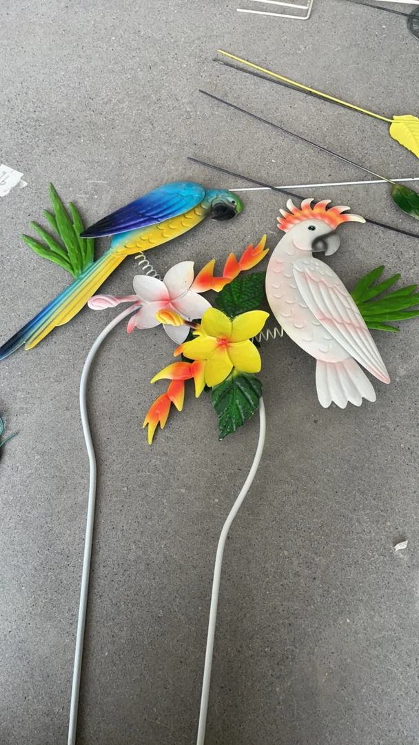 创意蓝色白色立体鹦鹉花插两件套