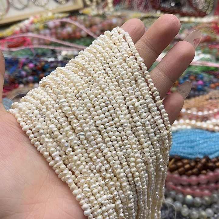 玛瑙/玉髓珠宝半成品未镶嵌一条3.5mm左右哑光不规则珍珠