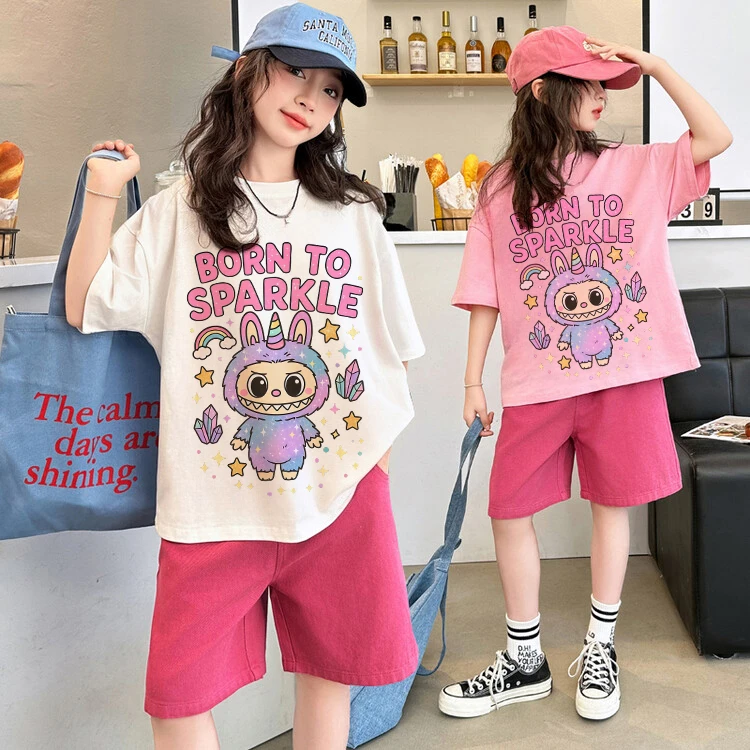 儿童夏季短袖套装2025新款女童休闲运动两件套中大童女孩夏款洋气