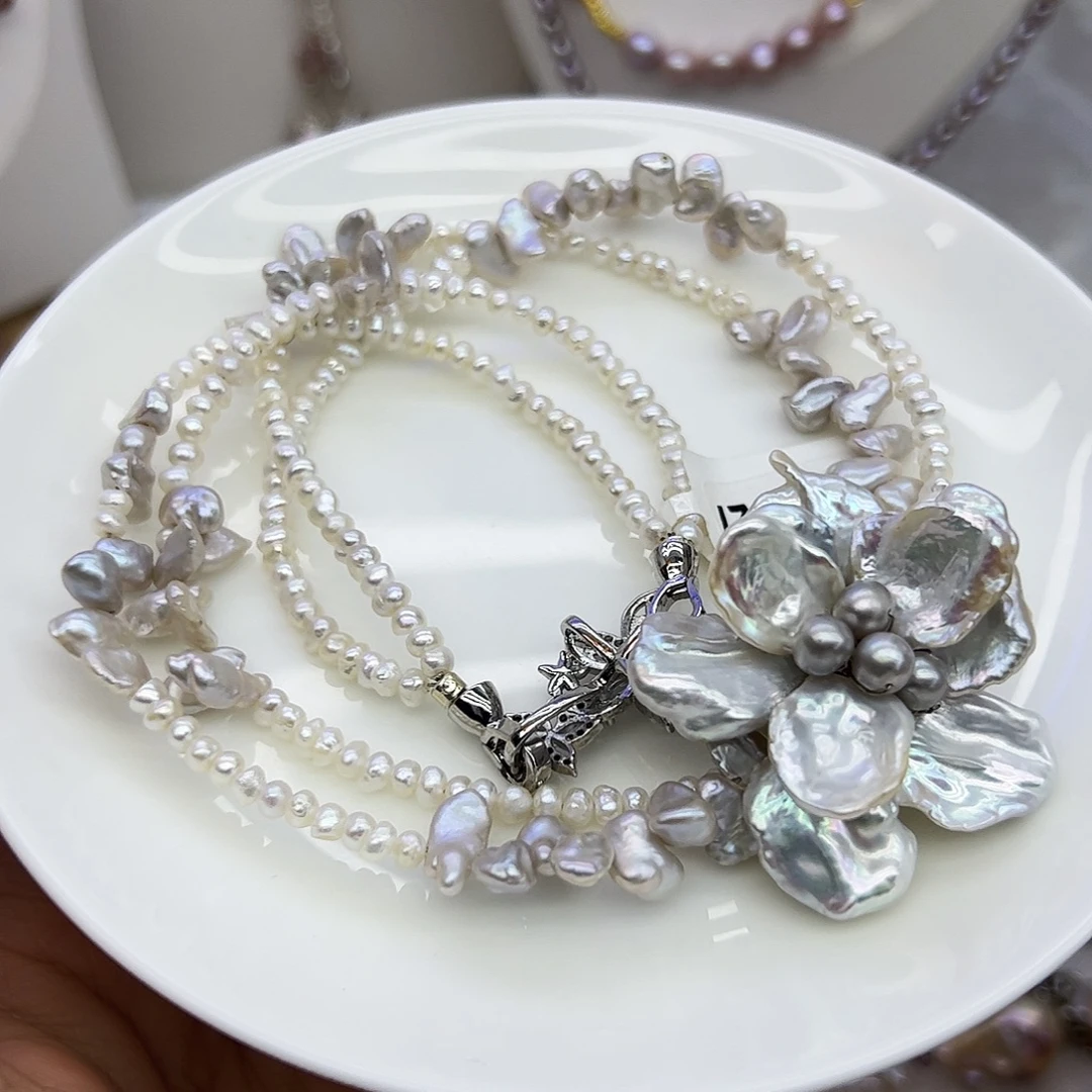 耳饰银S925镶嵌淡水珍珠