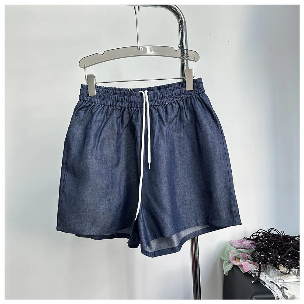 D028夏季新款宽松松紧腰女士休闲牛仔短裤