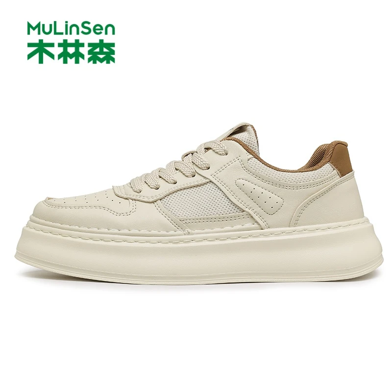 木林森2025男士夏季透气低帮软底时尚厚底经典百搭休闲鞋板鞋