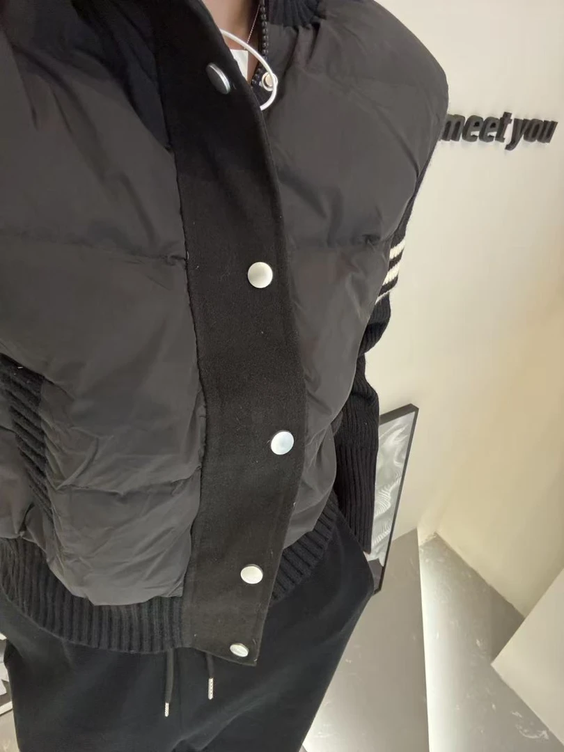 CJ冬季新款韩版宽松外套潮三条杠针织袖