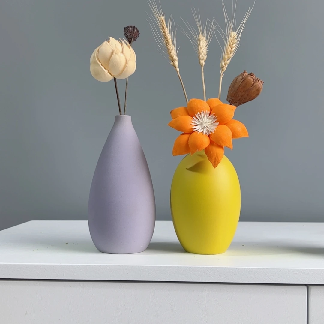 摆件陶瓷小花瓶摆件含花总高约20-30cm