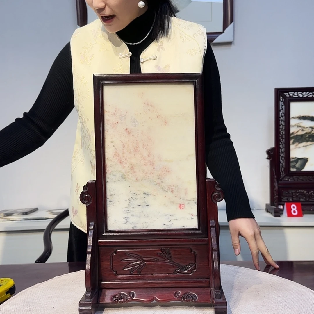 石材天然大理石画屏风25×40