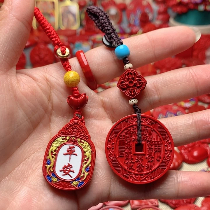 天然辰砂工艺品朱砂钥匙扣