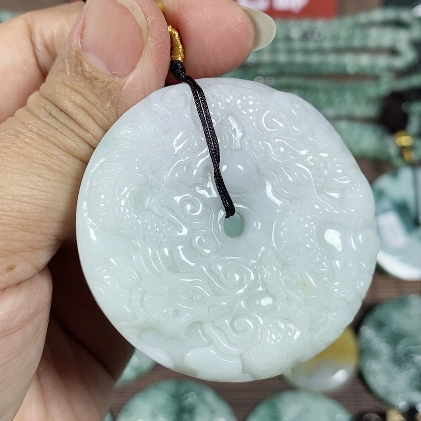 【闪购商品】翡翠颈饰未镶嵌玉吊坠翡翠玉双面九龙扣