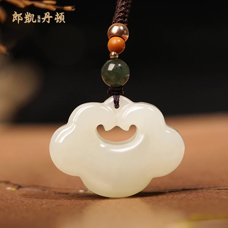 和田玉吊坠平安如意锁男女款宝宝儿童玉石玉坠项链白玉玉佩挂件扣