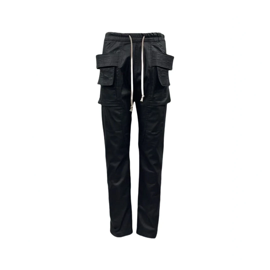 DUJIA Rick风Owens暗黑 副线drkshdw重工涂层蜡布双环机车牛仔裤