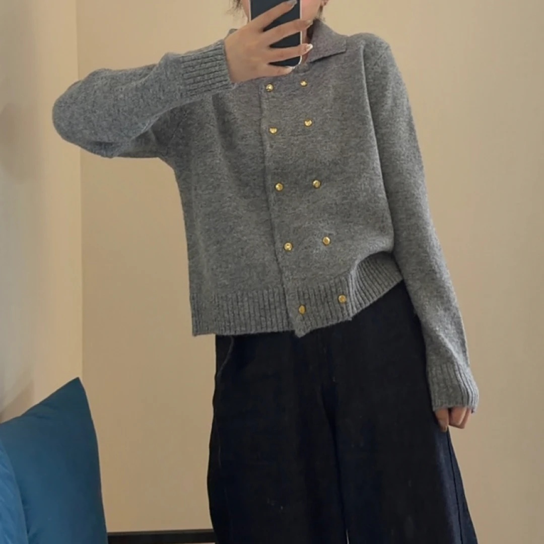 NICOLE私服/韩代秋冬慵懒风软糯翻领针织衫