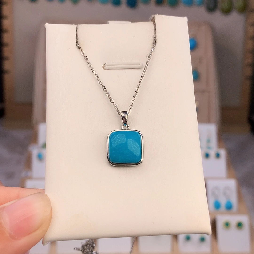 绿松石银S925镶嵌颈饰