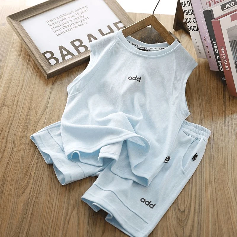 男童背心套装2025新款夏装儿童装薄款透气无袖上衣短裤两件套衣服