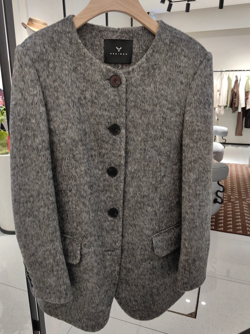 秋冬气质休闲百搭轻奢风简约毛呢外套