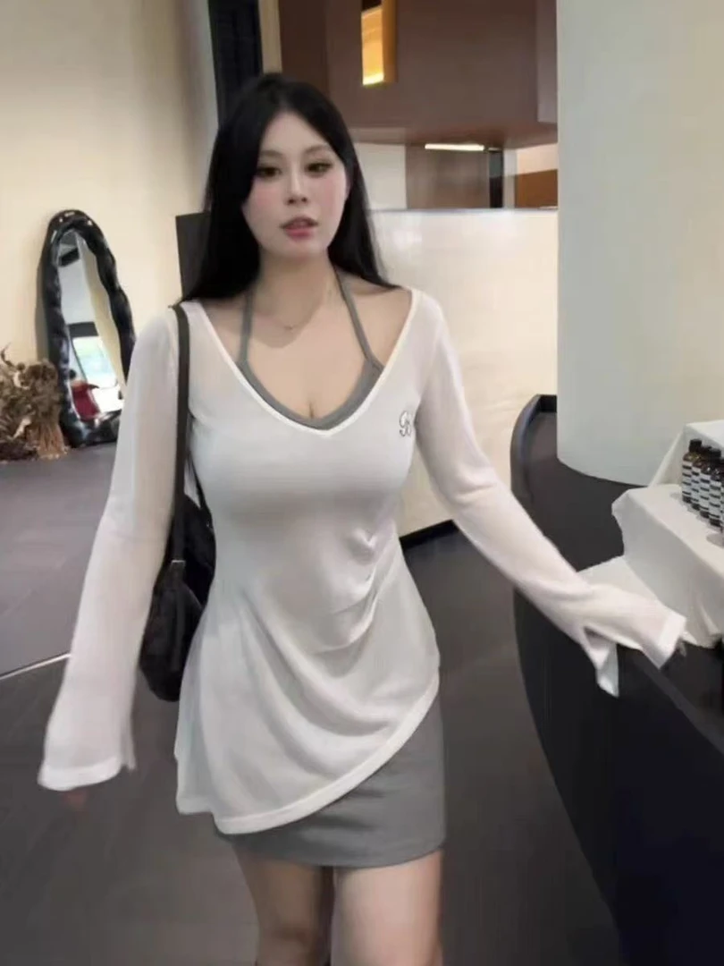 套装百搭休闲风打底衫公主风时尚套装法式美背网红性感连衣裙