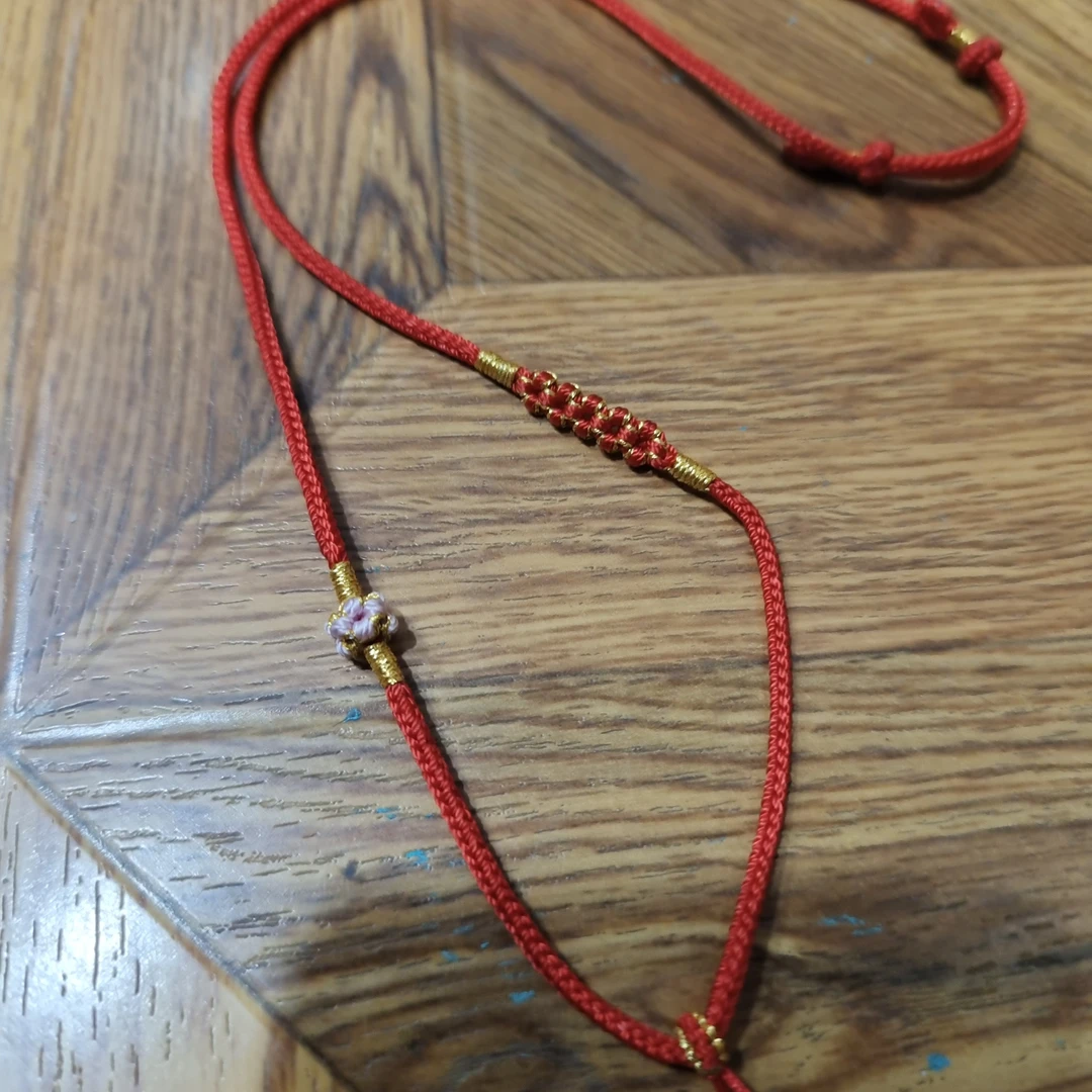 手工挂绳桃花结八股辫可调节绳玉佩配绳