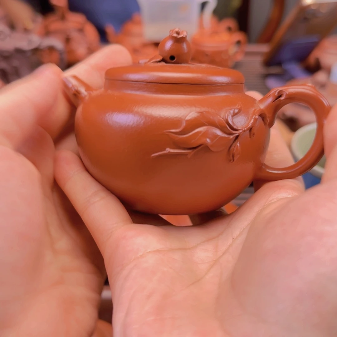 ❦***晨茶盏朱泥石榴全手工