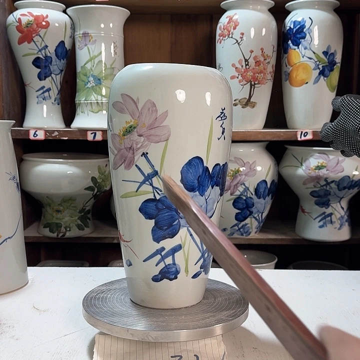 瓶大萝卜青花荷花新款陶瓷