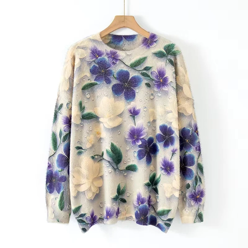 【3集合看直播间编码】-1欧货大版时尚休闲宽松印花上衣