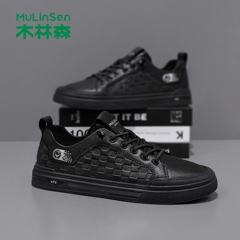 木林森男鞋2025新款秋季休闲青少年平底耐磨防滑工作低帮男士板鞋