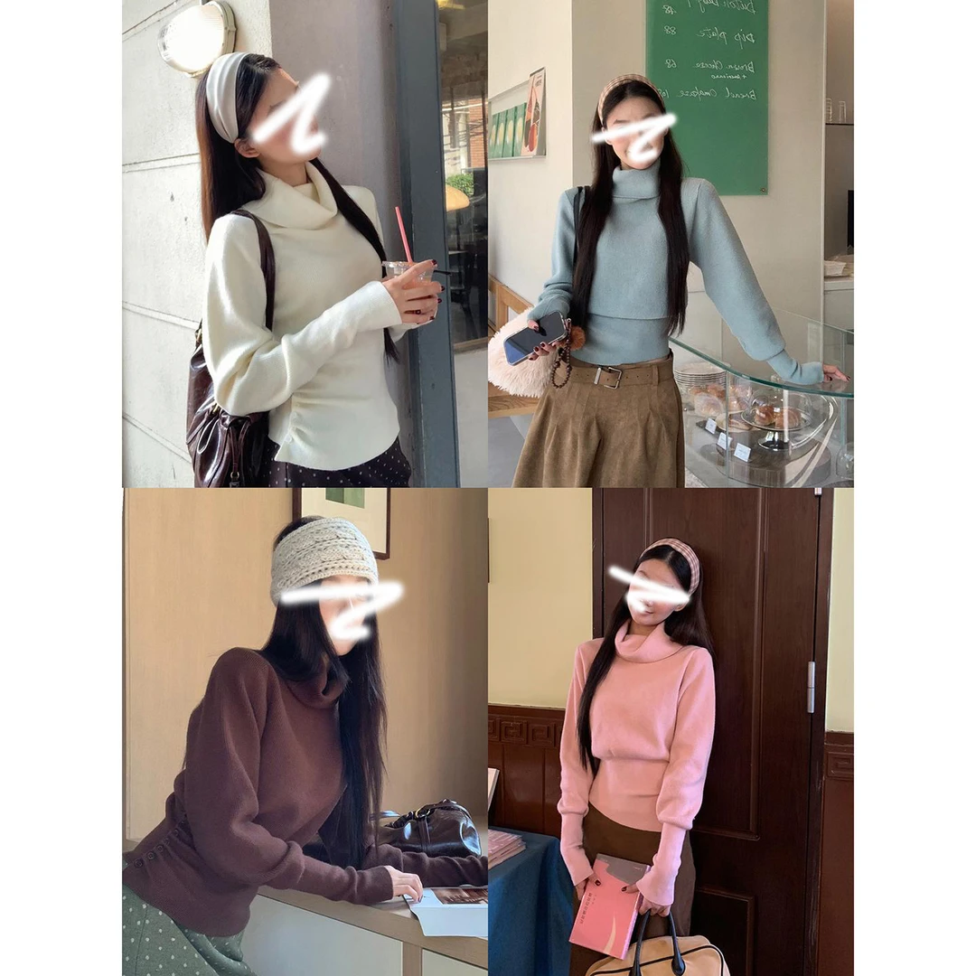 【彩绘笔】冬季法式温柔软糯收腰宽松休闲毛衣女针织长袖百搭设计感