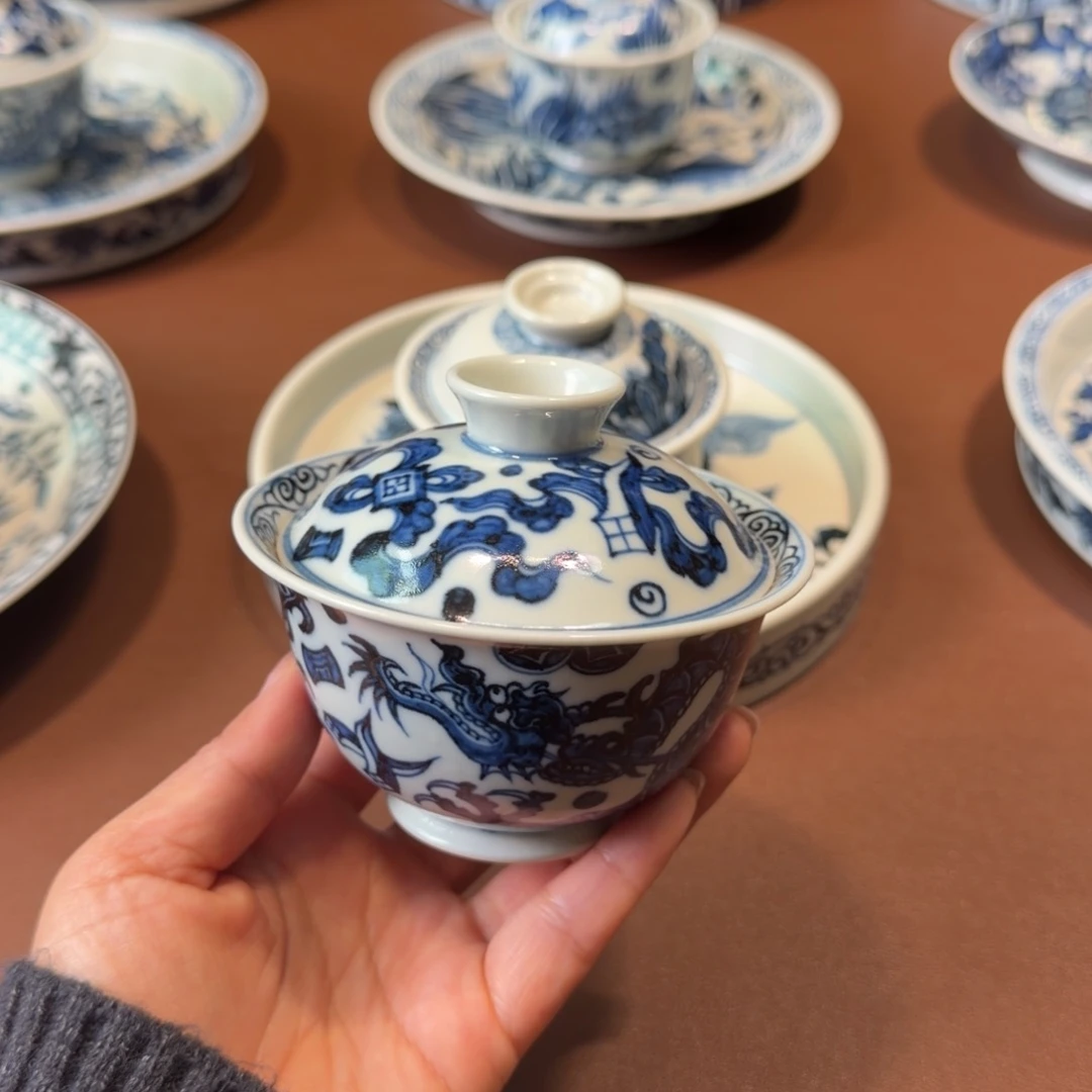 手工手绘茶具盖碗