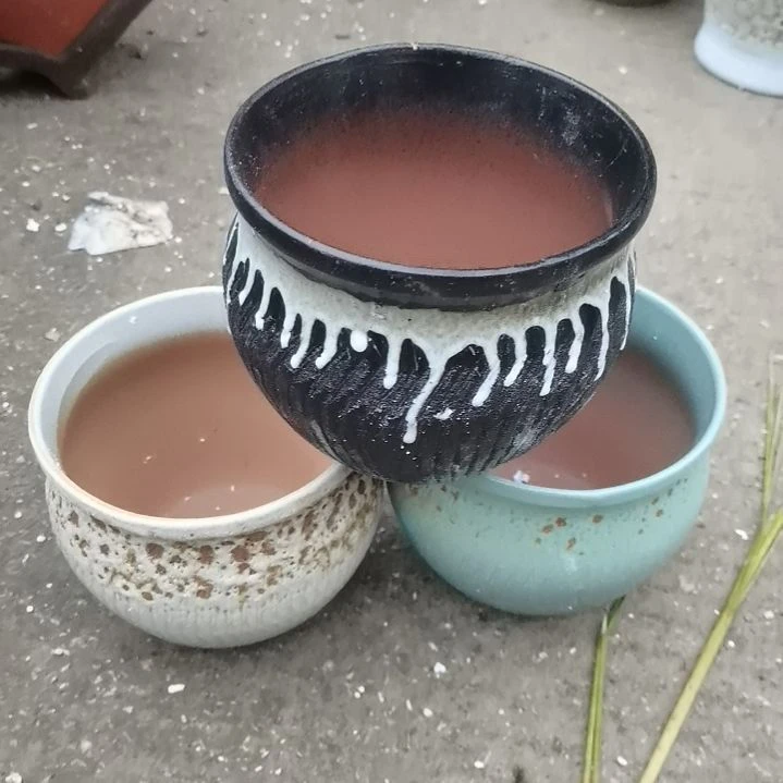 红陶瑕疵3个盆子