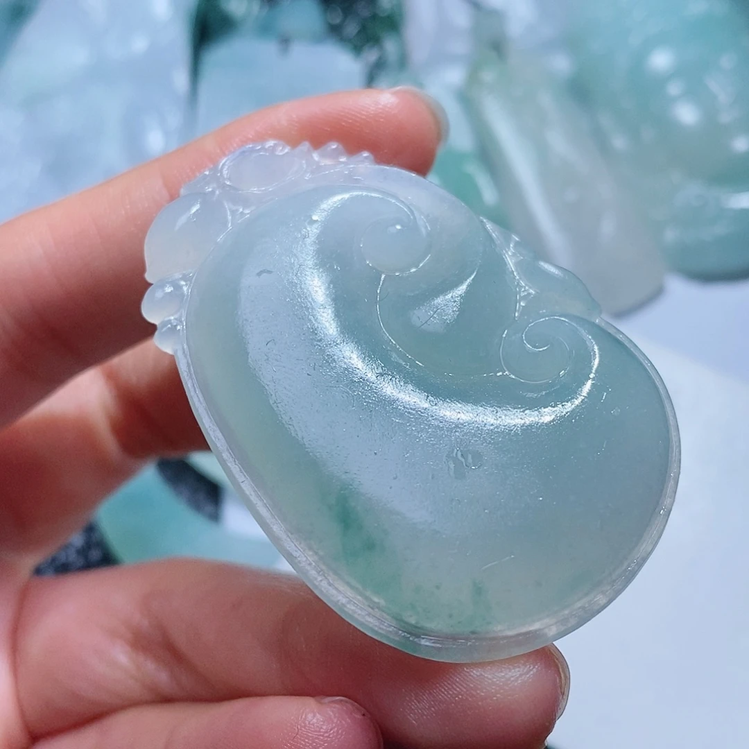 定制翡翠未镶嵌毛货付款后确认抛光