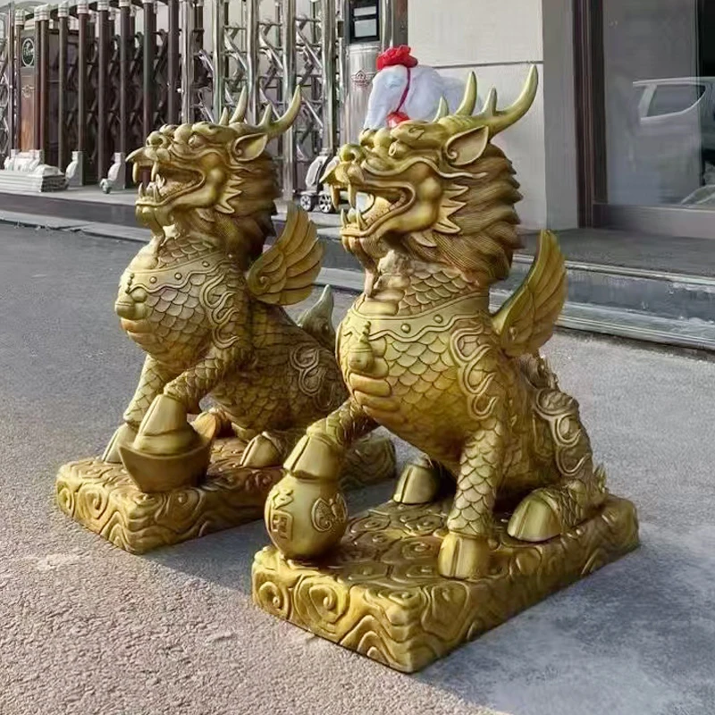 铜麒麟一对儿 铸铜麒麟定制 铜麒麟生产厂家 支持来图定制