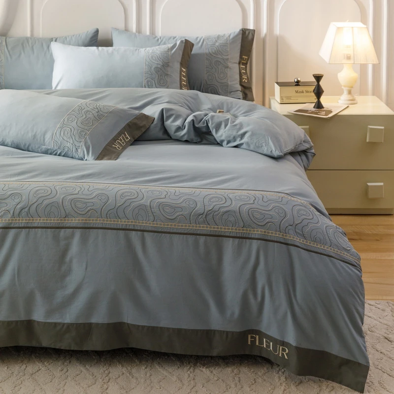 新款全棉磨毛四件套纯棉轻奢高级感被套秋冬床单裸睡床上用品套件