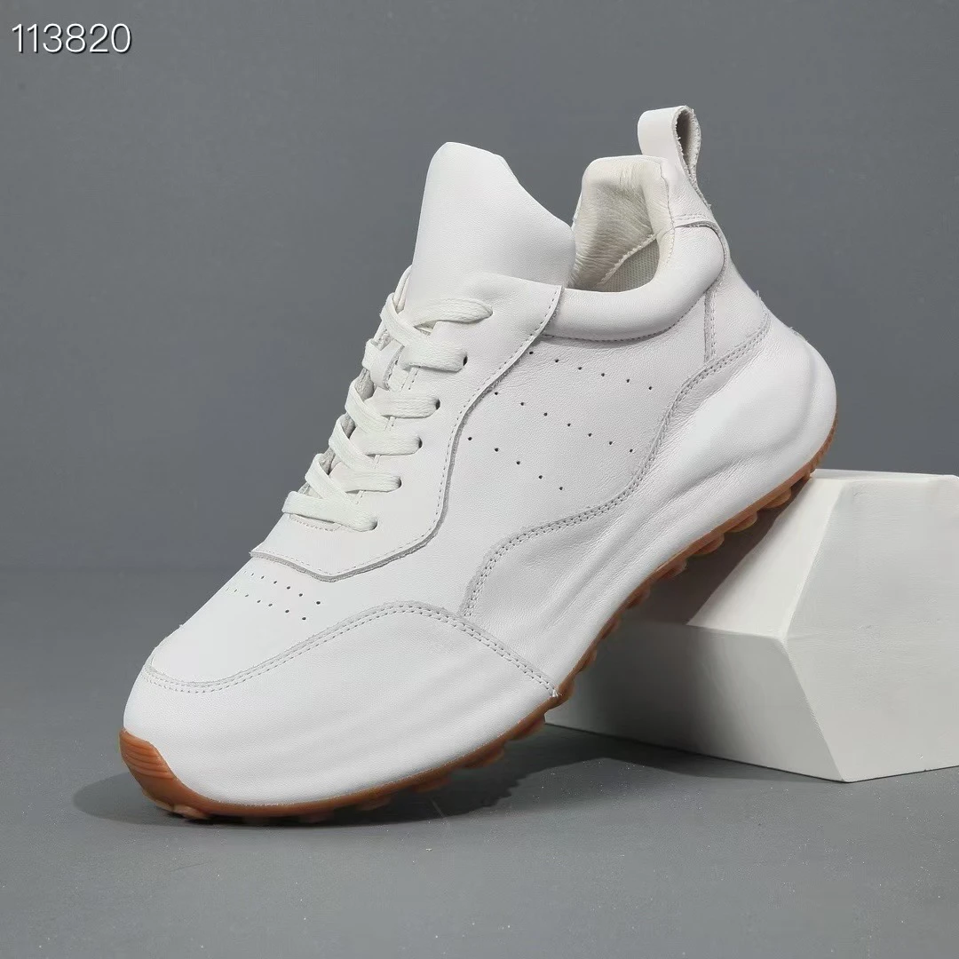 真皮包底老爹鞋欧美潮男牛皮休闲鞋英伦风白色爆款鞋子网红青年鞋