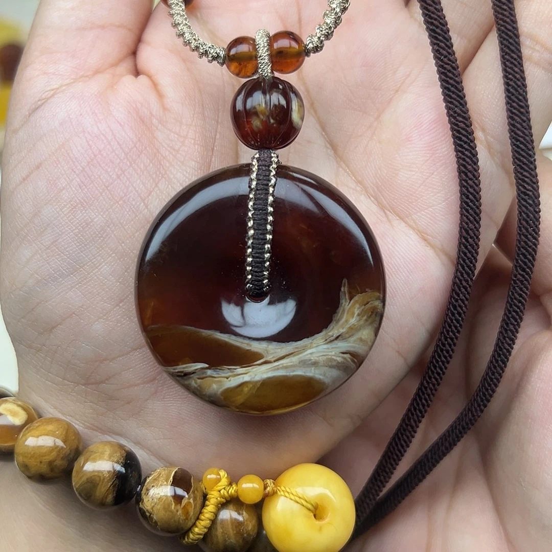 b***_琥珀未镶嵌珠宝奇石平安扣