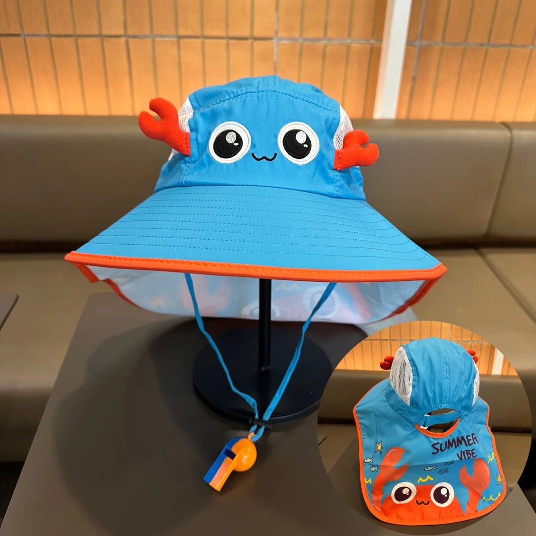 超大檐大檐休闲风帽子儿童夏季宝宝幼儿卡通风防晒帽日韩婴儿男童