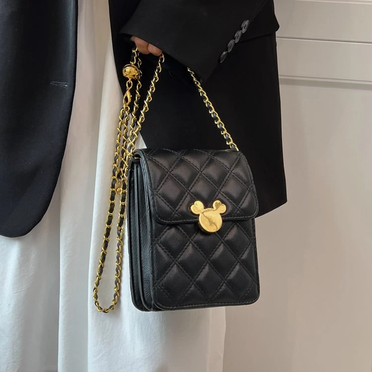 轻奢夏季款高级感小众精致包包女2025新款菱格链条包手机包斜挎包