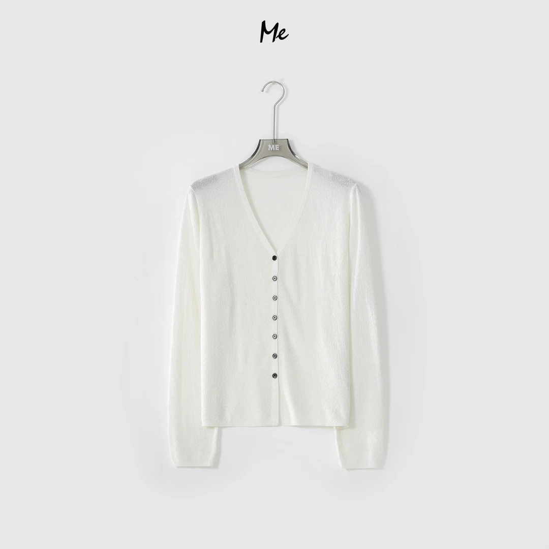 ME【V领空气衫】桑蚕丝绵羊毛混纺亲肤透气百搭针织毛衣MESS0491