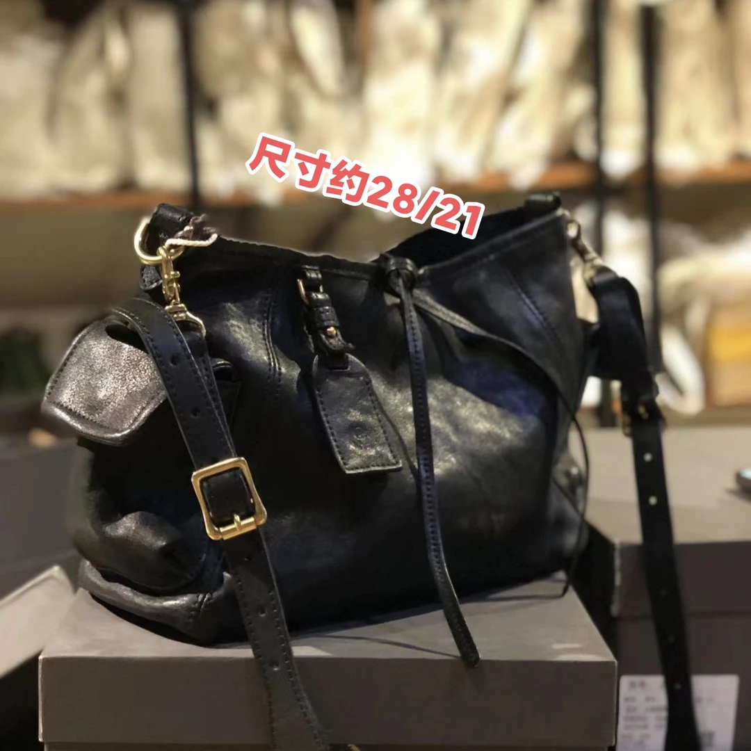 制道手工女士单肩斜挎包时尚马皮潮流黑武士质感通勤休闲