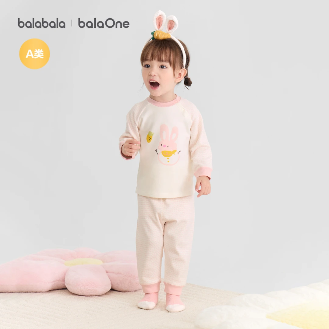 【balaOne】巴拉巴拉婴儿套装男女童长袖睡衣2025新秋冬保暖可爱萌