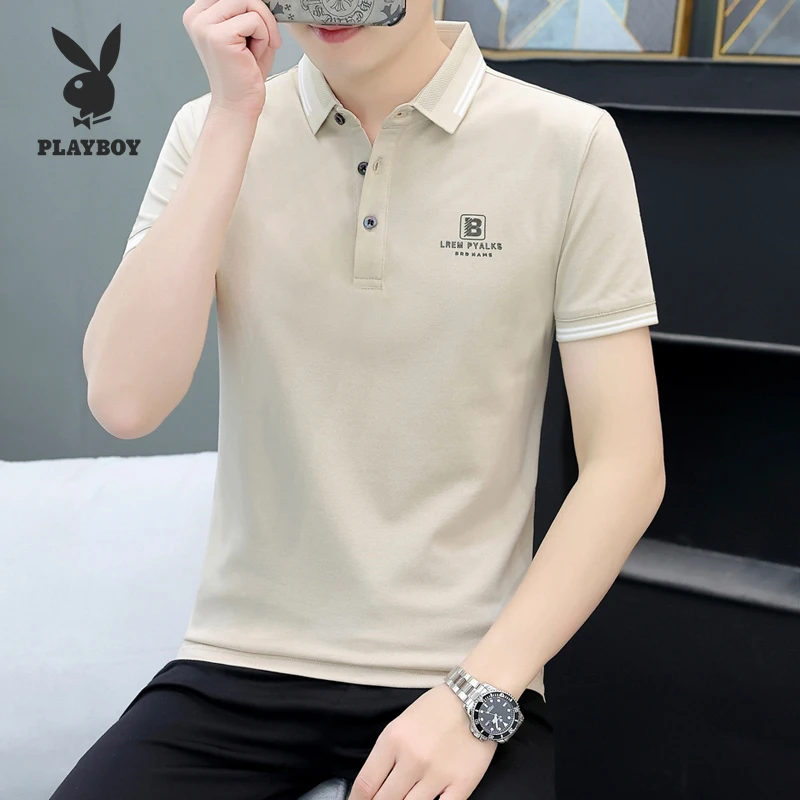 花花公子爆款新款夏季休闲运动短袖商务翻领t恤POLO衫男短袖