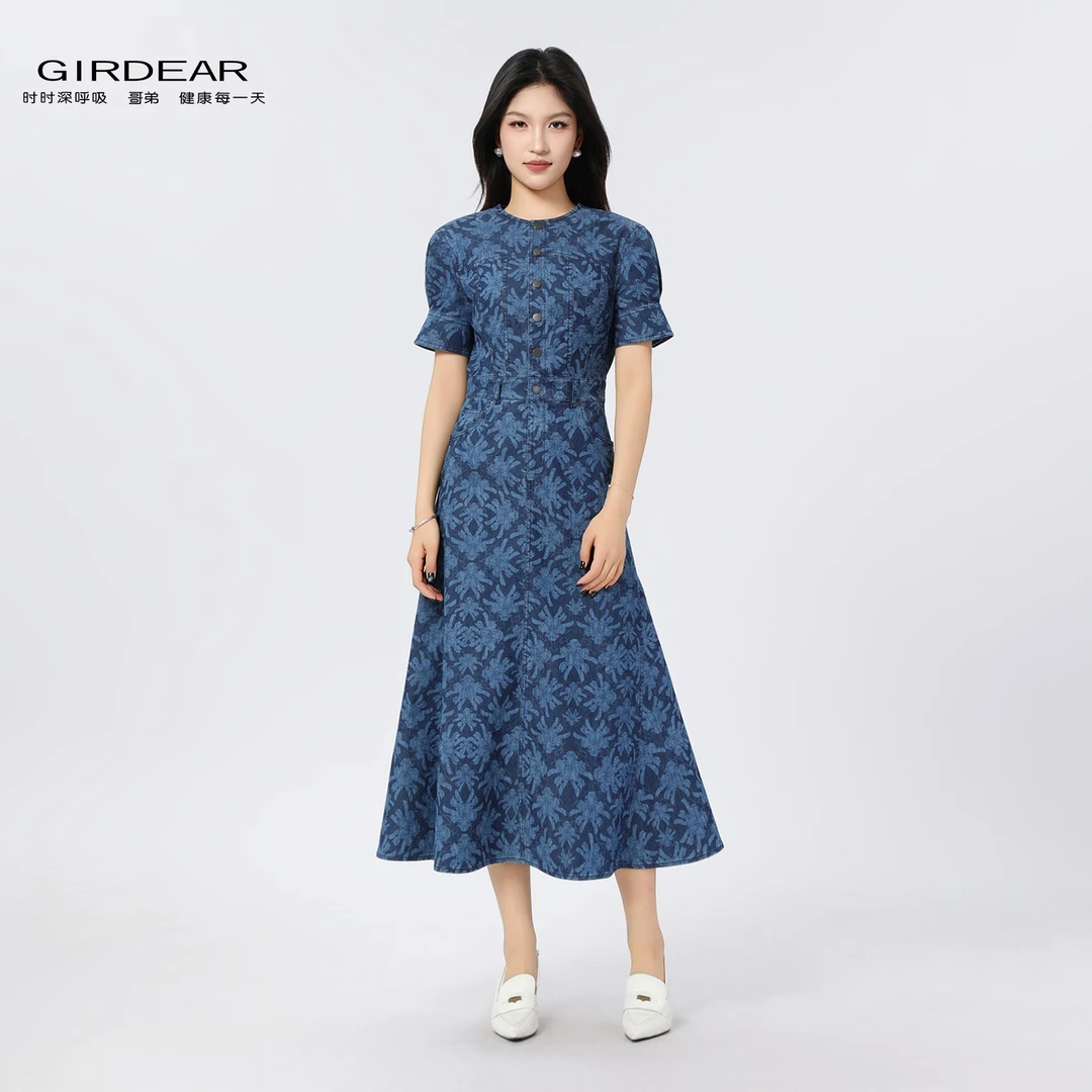 GIRDEAR/哥弟新款裙装时尚简约轻奢气质连衣裙碎花法式150019