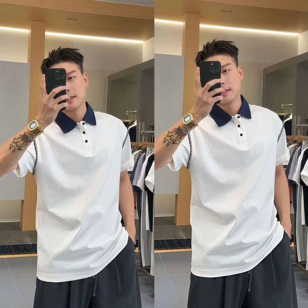 夏季美式休闲时尚老钱风Polo衫短袖男士凉感透气简约百搭翻领t恤