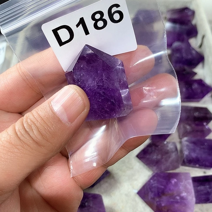 紫晶天然水晶柱子D186未镶嵌听*